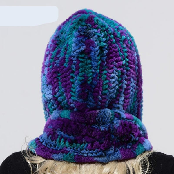 Clamanta Beauty Chapeau à capuche tricoté en fourrure