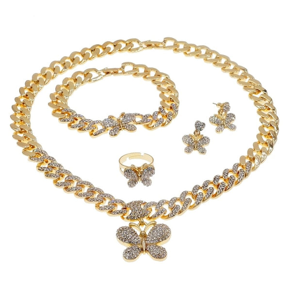 Clamanta Beauty collier papillon boucles d'oreilles  Bracelet bague