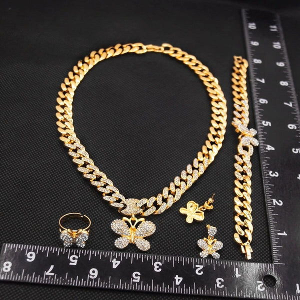 Clamanta Beauty collier papillon boucles d'oreilles  Bracelet bague