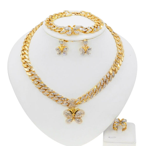 Clamanta Beauty collier papillon boucles d'oreilles  Bracelet bague