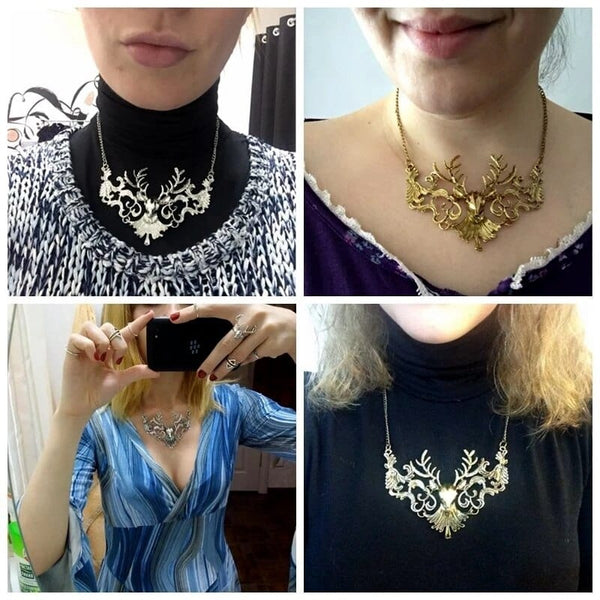 Clamanta Beauty Collier pendentif en forme de cerf Vintage