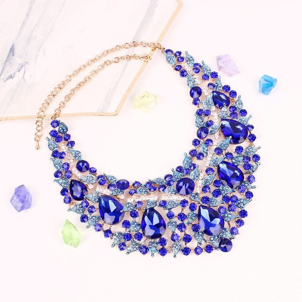 Clamanta Beauty Ensemble de boucles d'oreilles et collier en forme de feuilles