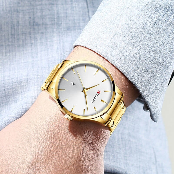 Clamanta Beauty Ensemble montre doré pour homme et femme