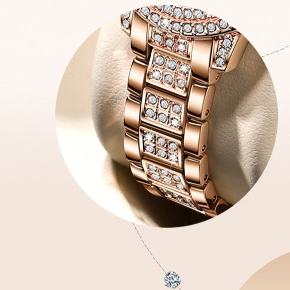 Clamanta Beauty Ensemble Montre esthétique en cristal et Bracelet élégante pour femme