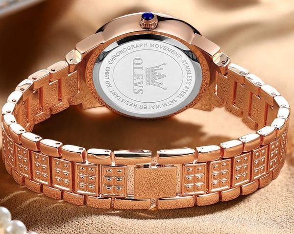 Clamanta Beauty Ensemble Montre esthétique en cristal et Bracelet élégante pour femme