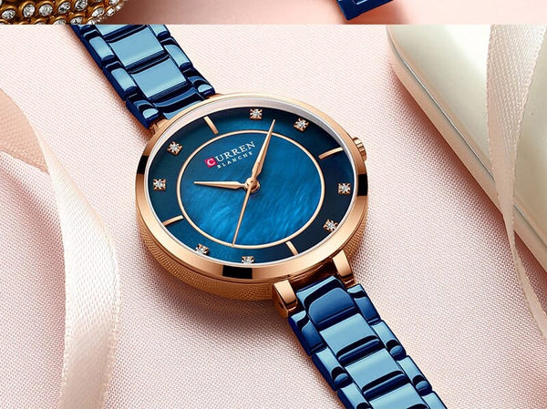 Clamanta Beauty Ensemble montre minimaliste doré pour Couple