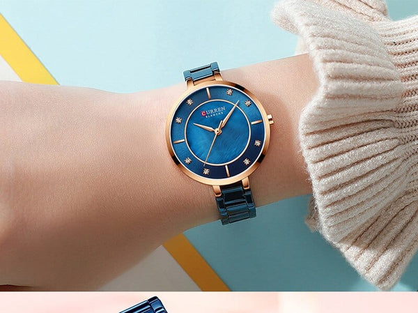 Clamanta Beauty Ensemble montre minimaliste doré pour Couple