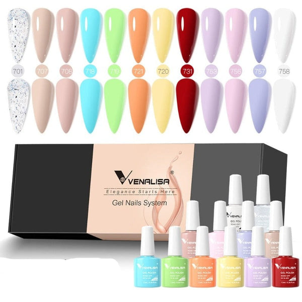 Clamanta Beauty Jaune kit de vernis à ongles en Gel12pcs