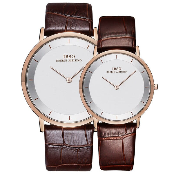Clamanta Beauty Marron Montre bracelet en cuir le Design Simple et chic pour couple