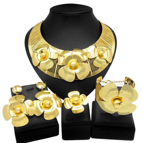 Clamanta Beauty Model-1 Ensemble de bijoux style fleur pour femmes
