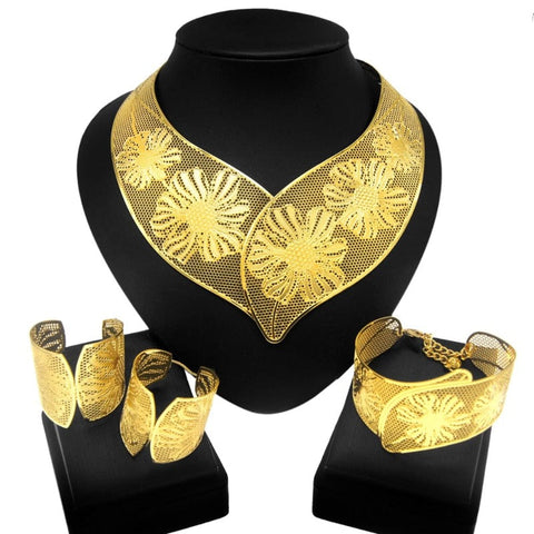 Clamanta Beauty Model-2 Ensemble de bijoux style fleur pour femmes