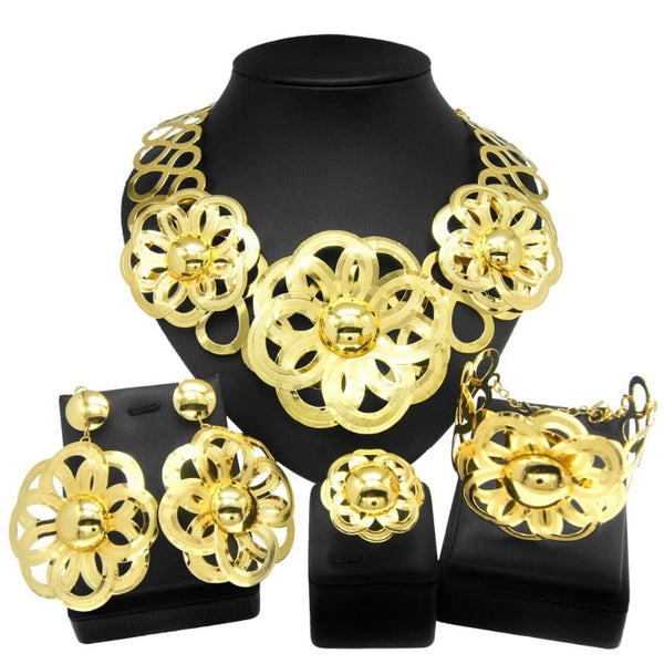 Clamanta Beauty Model-5 Ensemble de bijoux style fleur pour femmes