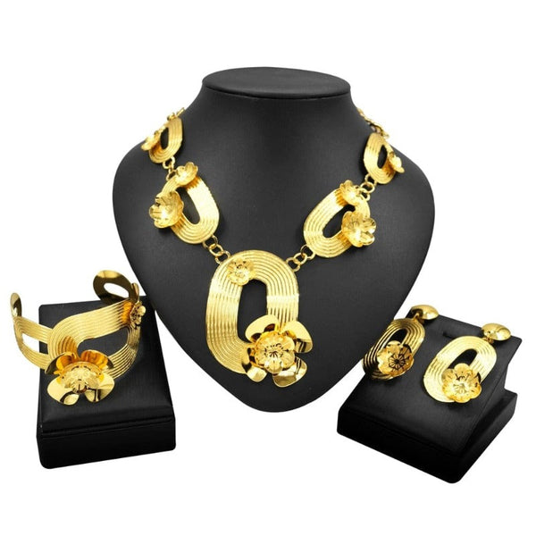 Clamanta Beauty Model-9 Ensemble de bijoux style fleur pour femmes