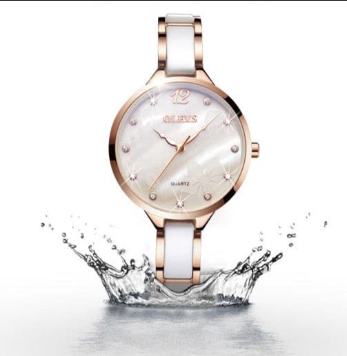 Clamanta Beauty Montre à Quartz élégante bracelet en céramique