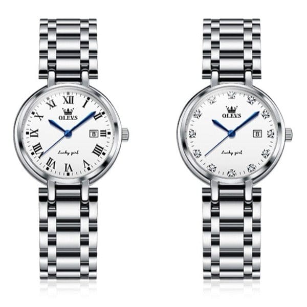 Clamanta Beauty Montre à Quartz luxueuse et élégante en acier inoxydable pour femmes