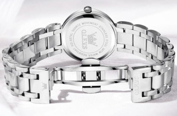 Clamanta Beauty Montre à Quartz luxueuse et élégante en acier inoxydable pour femmes