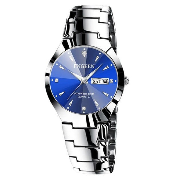 Clamanta Beauty Montre acier tungstène rond pour amoureux