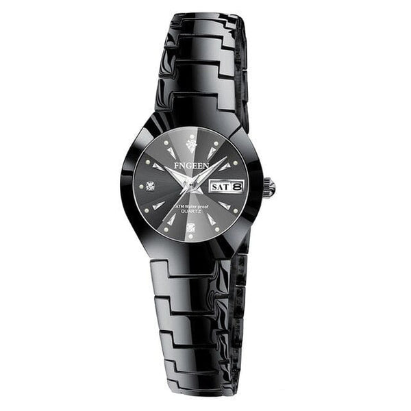 Clamanta Beauty Montre acier tungstène rond pour amoureux