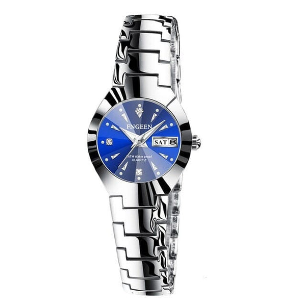 Clamanta Beauty Montre acier tungstène rond pour amoureux
