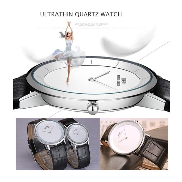 Clamanta Beauty Montre bracelet en cuir le Design Simple et chic pour couple