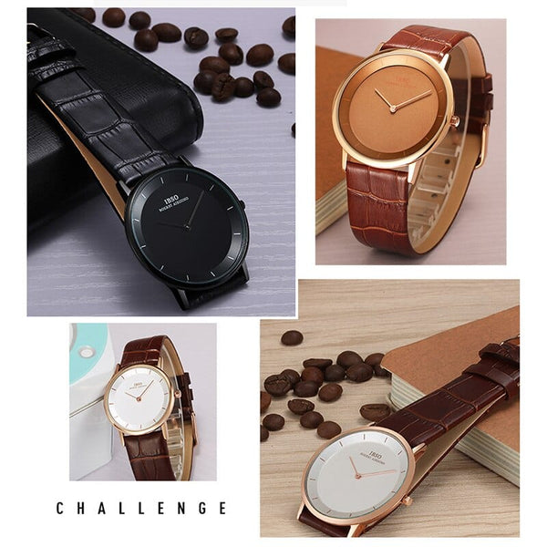 Clamanta Beauty Montre bracelet en cuir le Design Simple et chic pour couple