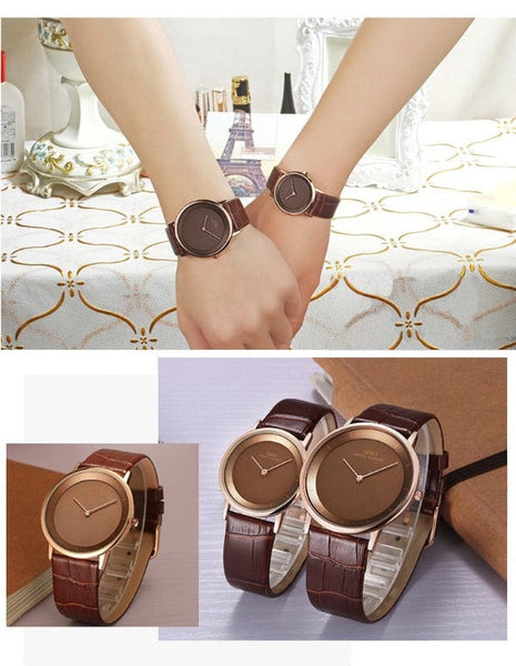 Clamanta Beauty Montre bracelet en cuir le Design Simple et chic pour couple