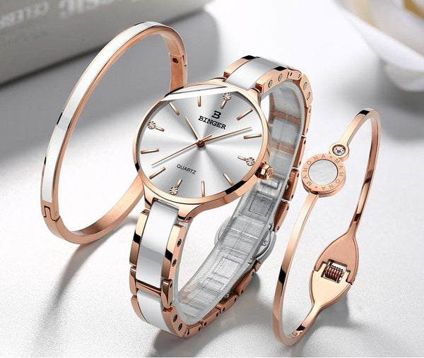 Clamanta Beauty Montre Bracelets en céramique bracelet saphir Montre étanche de luxe pour femme