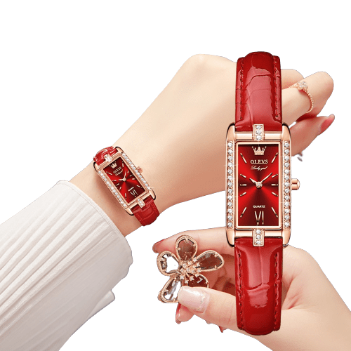 Clamanta Beauty Montre carré à Quartz Bracelet en cuir pour femmes