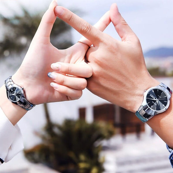 Clamanta Beauty Montre de Couple bracelet en acier au tungstène