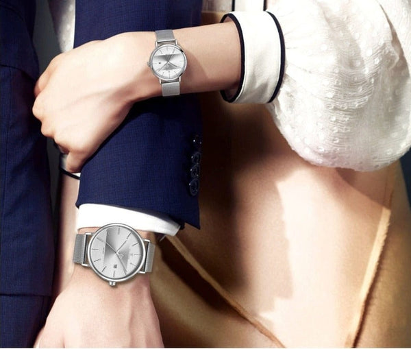 Clamanta Beauty Montre hommes et femmes bracelet acier inoxydable mode amoureux