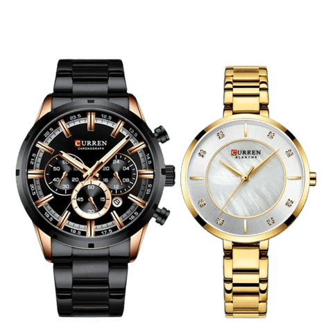 Clamanta Beauty Noir Ensemble de montres de Couple