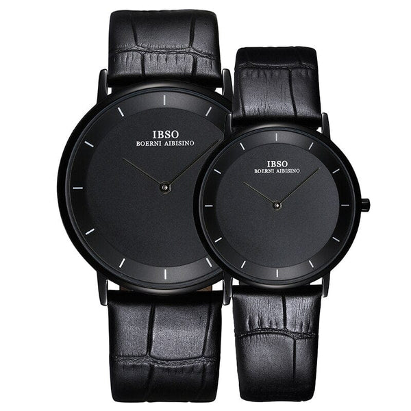 Clamanta Beauty Noir Montre bracelet en cuir le Design Simple et chic pour couple