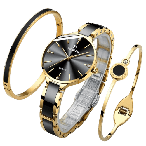 Clamanta Beauty Noir Montre Bracelets en céramique bracelet saphir Montre étanche de luxe pour femme