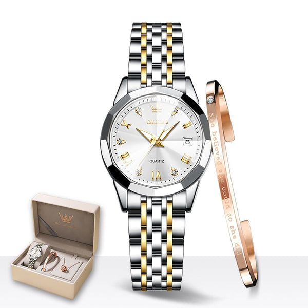 Clamanta Beauty Or Coffret Montre-bracelet et collier pour femmes