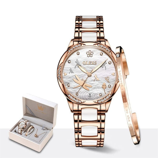 Clamanta Beauty Or Coffret montre mécaniques élégant  bracelet en céramique