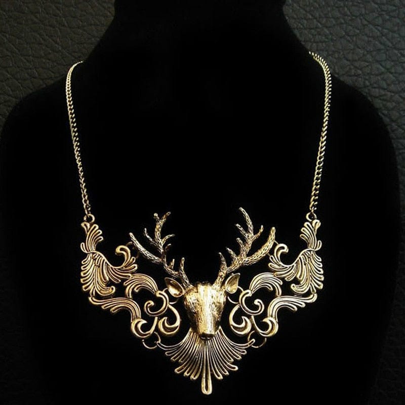 Clamanta Beauty Or Collier pendentif en forme de cerf Vintage