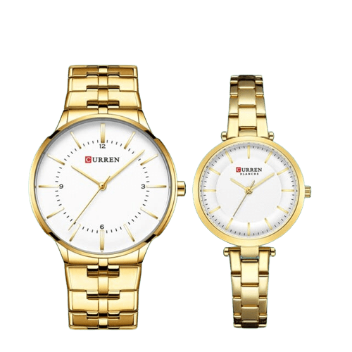 Clamanta Beauty Or Deux montre pour amoureux en acier inoxydable