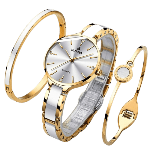 Clamanta Beauty Or Montre Bracelets en céramique bracelet saphir Montre étanche de luxe pour femme