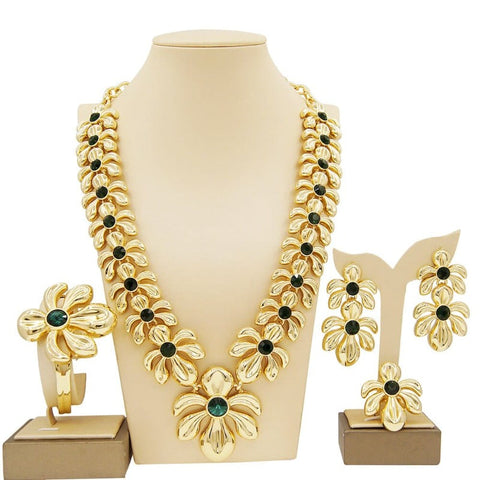 Clamanta Beauty Or/Vert Collier de mariage en plaqué or italien pour femmes