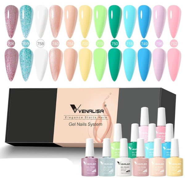 Clamanta Beauty Rose kit de vernis à ongles en Gel12pcs