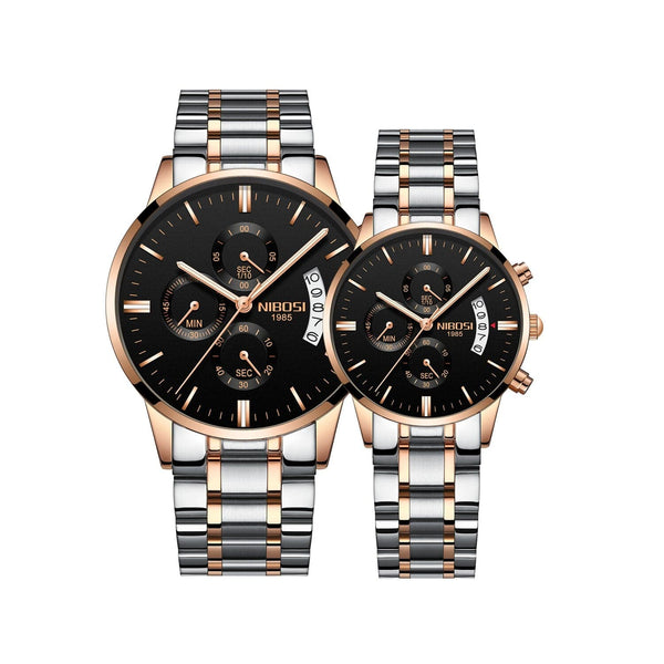 Clamanta Beauty Rose/Or Montre Chronographe simple et chic de Couple