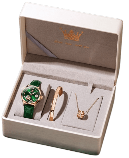 Clamanta Beauty Vert Bracelet- montre mécanique en cuir style tendance pour femmes