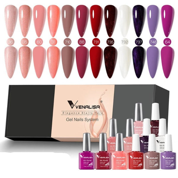 Clamanta Beauty Violet kit de vernis à ongles en Gel12pcs