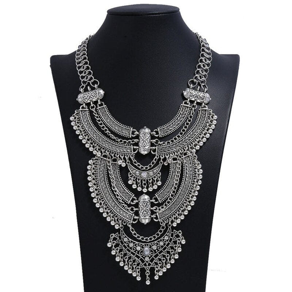 ClamantaBeauty Argent Collier Vintage pour femmes, Style ethnique