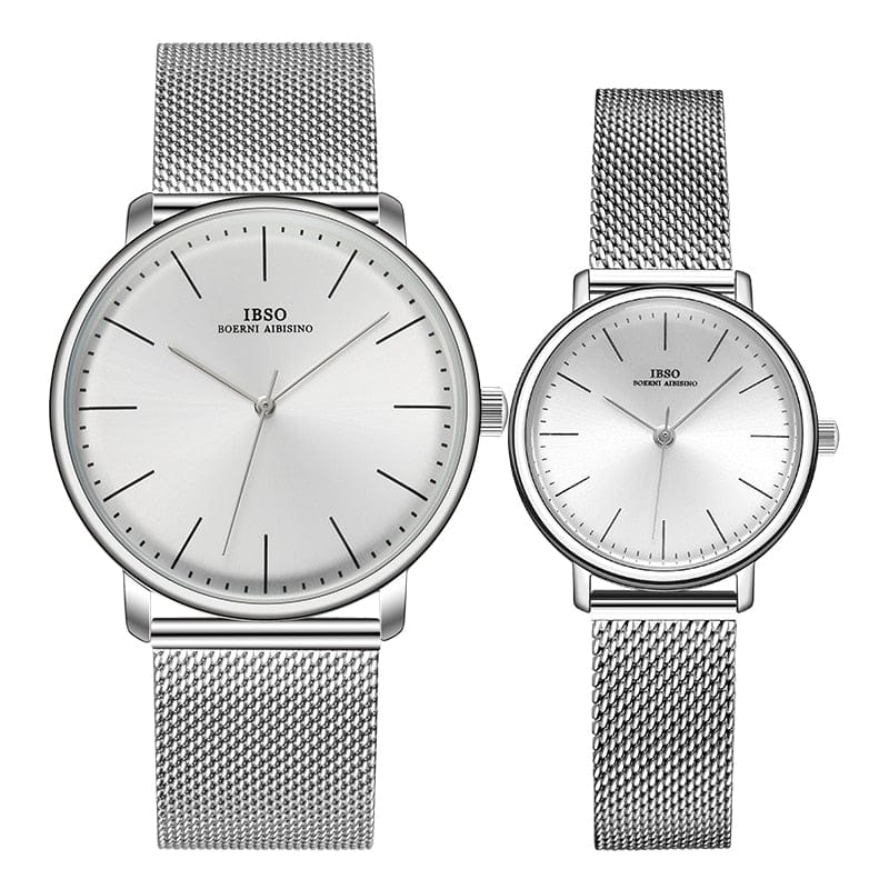 ClamantaBeauty Argent Ensemble de montres à Quartz pour Homme -femme