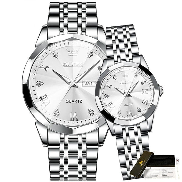 ClamantaBeauty Argent Montre à Quartz en Acier Inoxydable imprimé : Le Cadeau Parfait pour les Amoureux