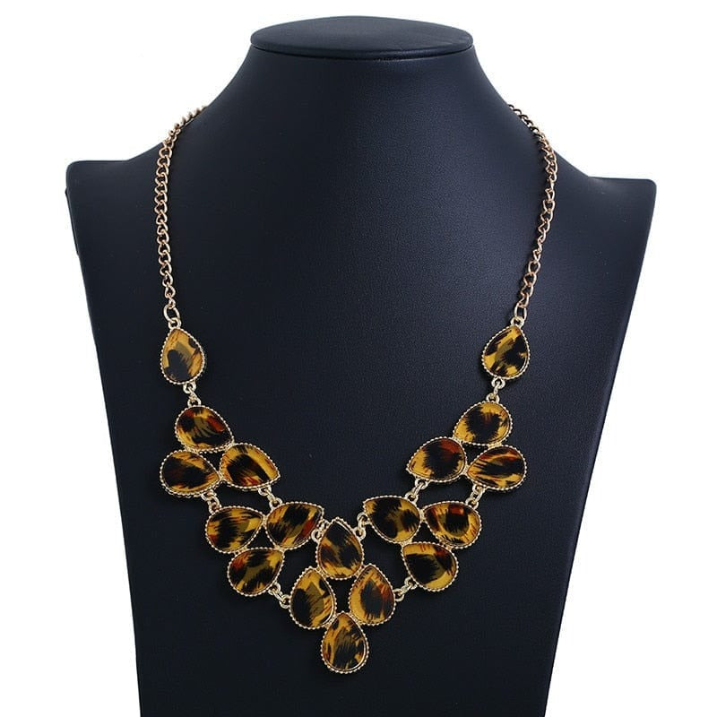 ClamantaBeauty Jaune Collier pour femme Fashion style léopard