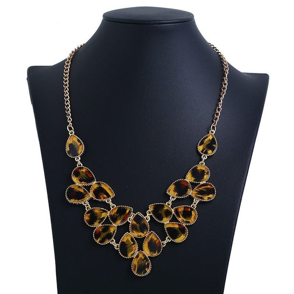 ClamantaBeauty Jaune Collier pour femme Fashion style léopard