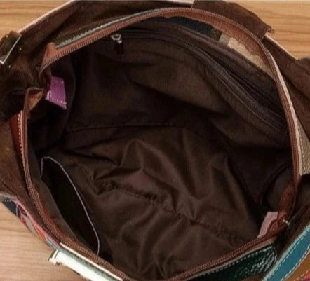 ClamantaBeauty  Marron fourre-tout Patchwork Sac à main en cuir