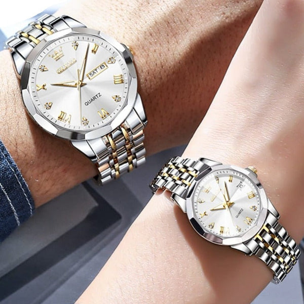 ClamantaBeauty Montre à Quartz en Acier Inoxydable imprimé : Le Cadeau Parfait pour les Amoureux
